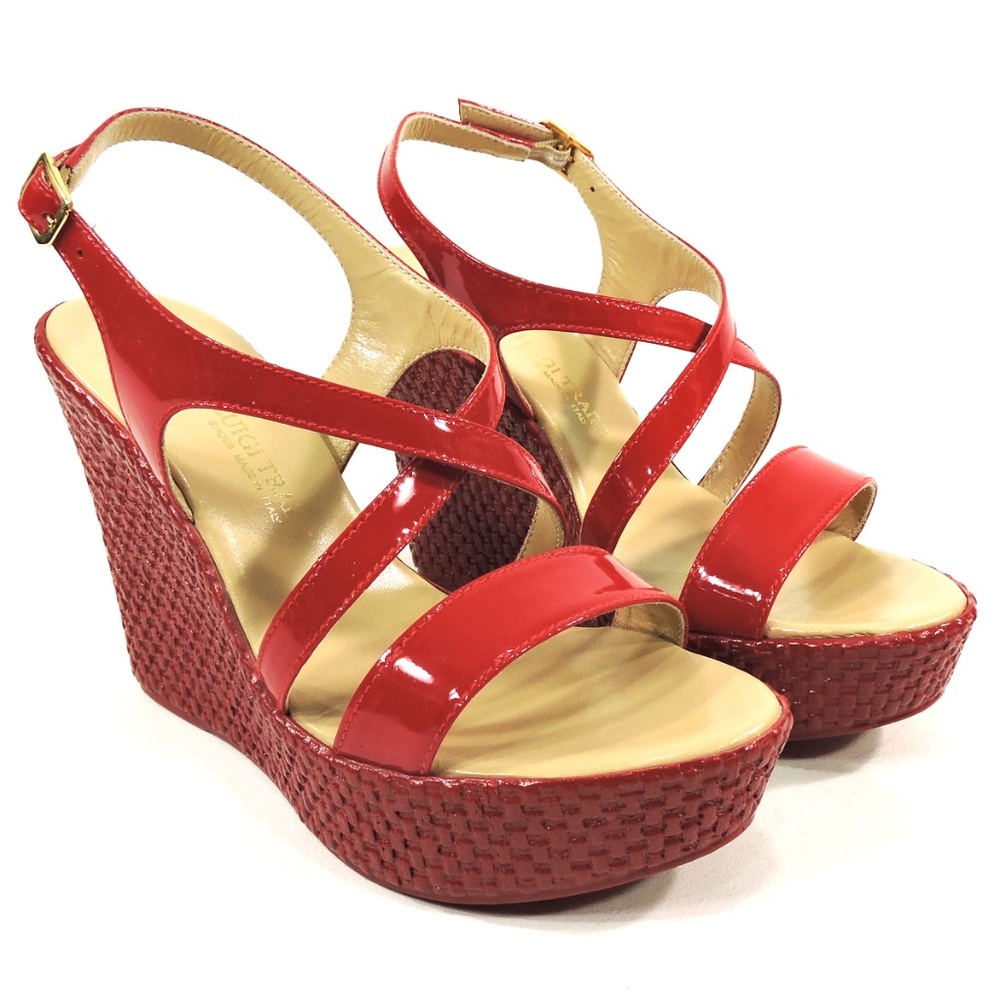 🇮🇹 LUIGITRAINI 🇮🇹 RED PLATFORM SANDALS